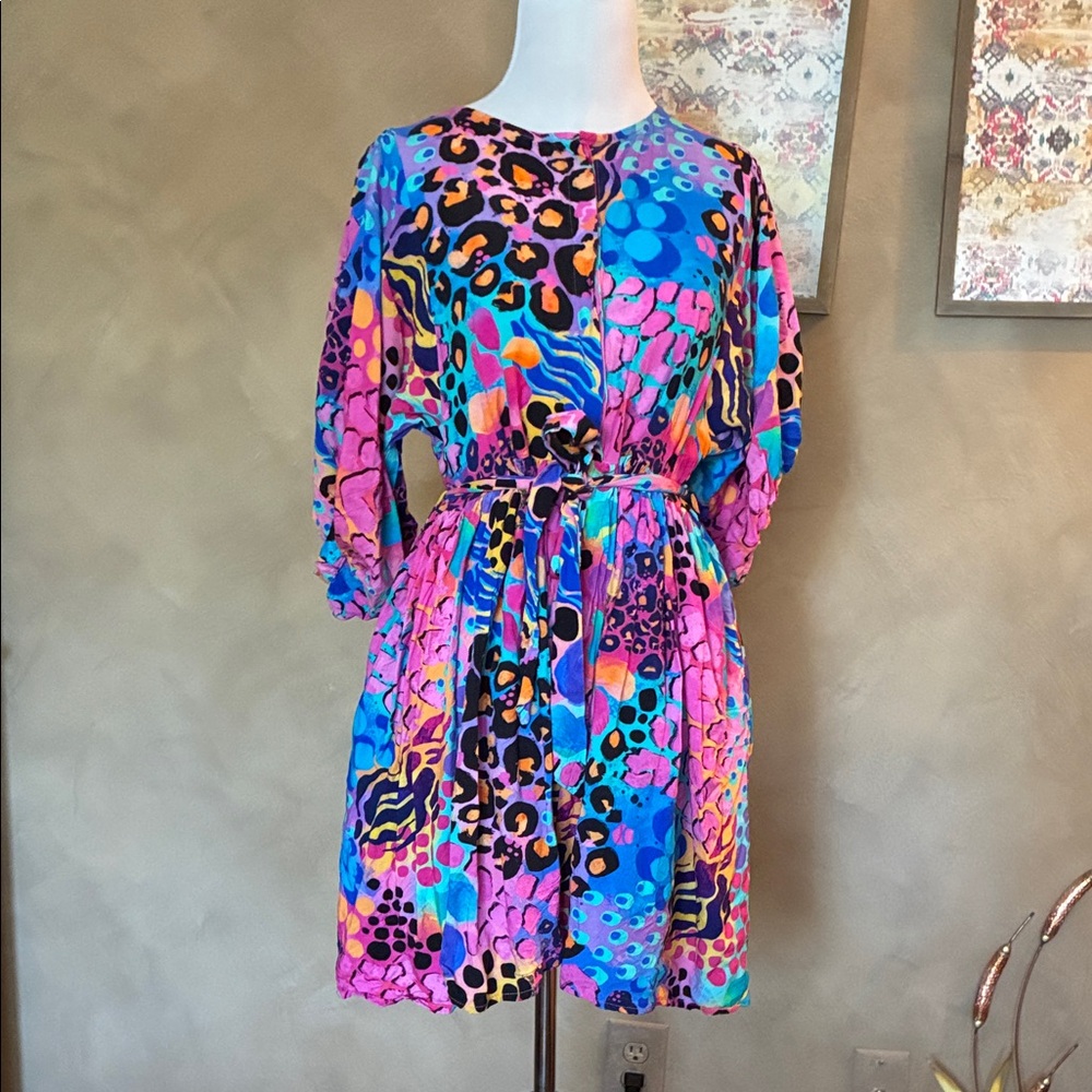 Proud Poppy Kasey Rainbow Colorful Abstract & Animal Print Dress
